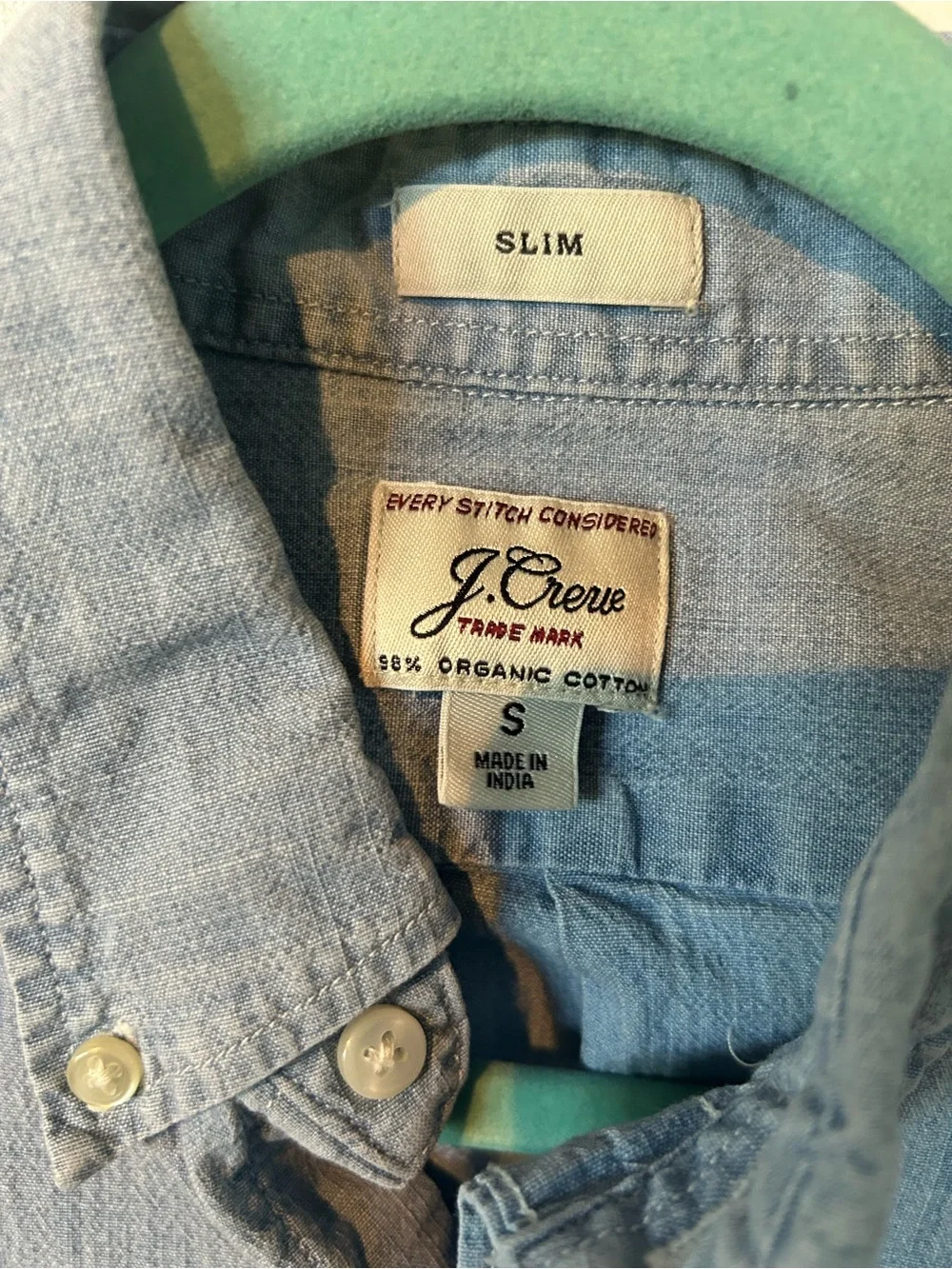 J.Crew Men's Slim Fit Organic Cotton Chambray Shirt Small